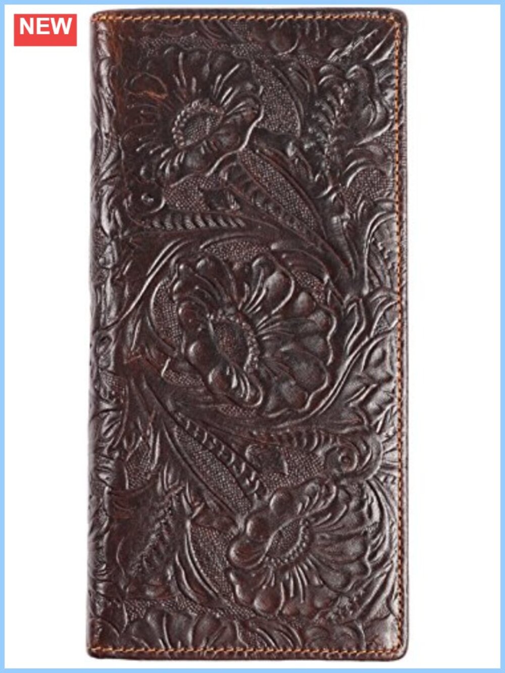 Genuine Leather Wallet Long Embossing Bifold Clutch Purse RFID Blocking